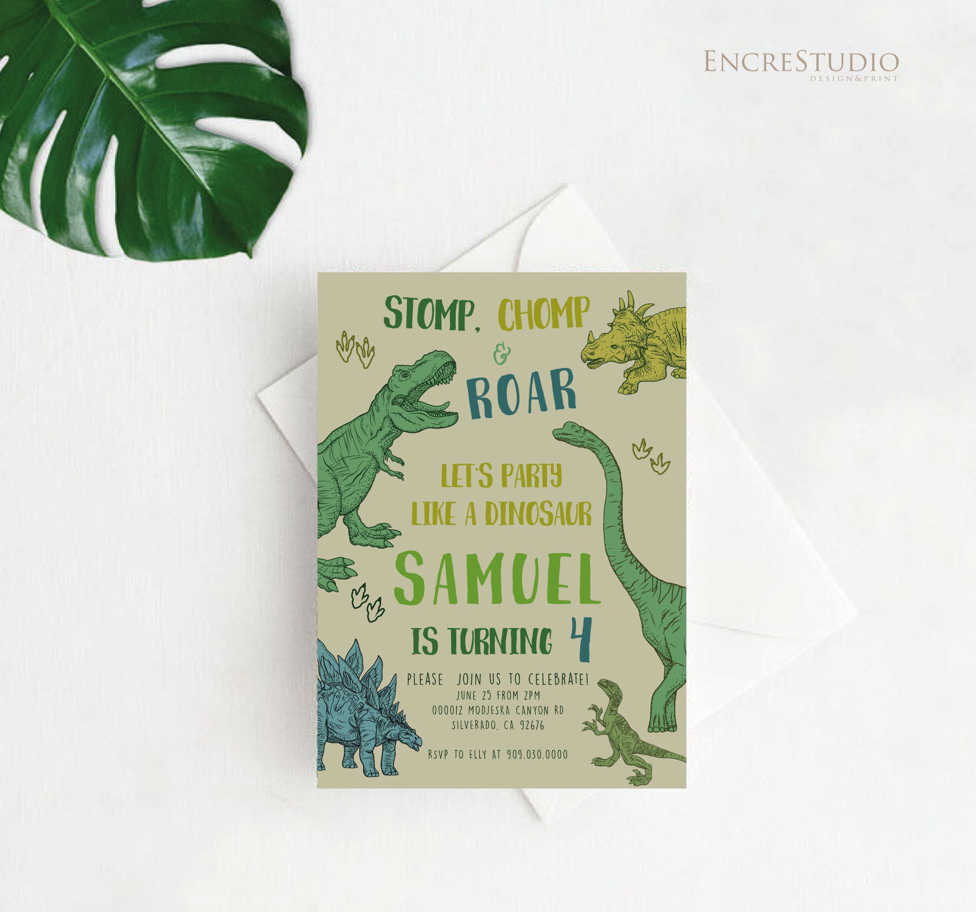 Dinosaur Kids Birthday Invitation Template, Boy Girl Birthday Dino ...