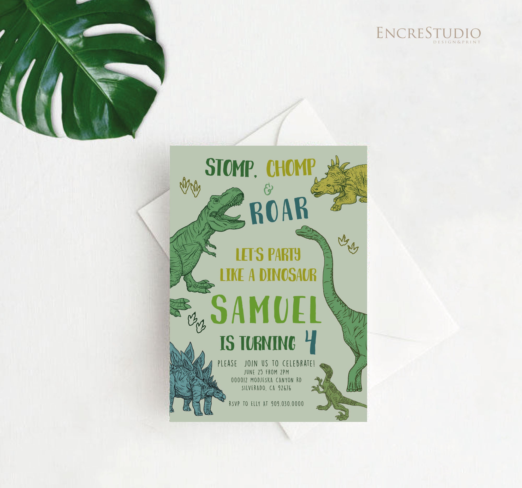 Dinosaur Kids Birthday Invitation Template, Boy Girl Birthday Dino ...